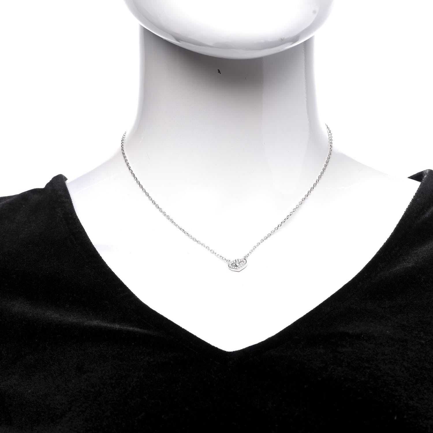 Cartier 18K White Gold Diamond Extra Small C Hearts And Symbols Necklace 2 of 6