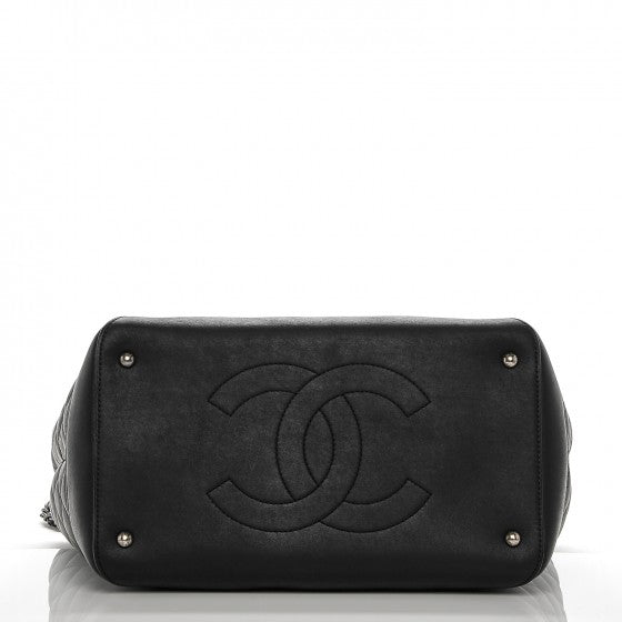Calfskin Quilted Small Easy Shopping Tote Black