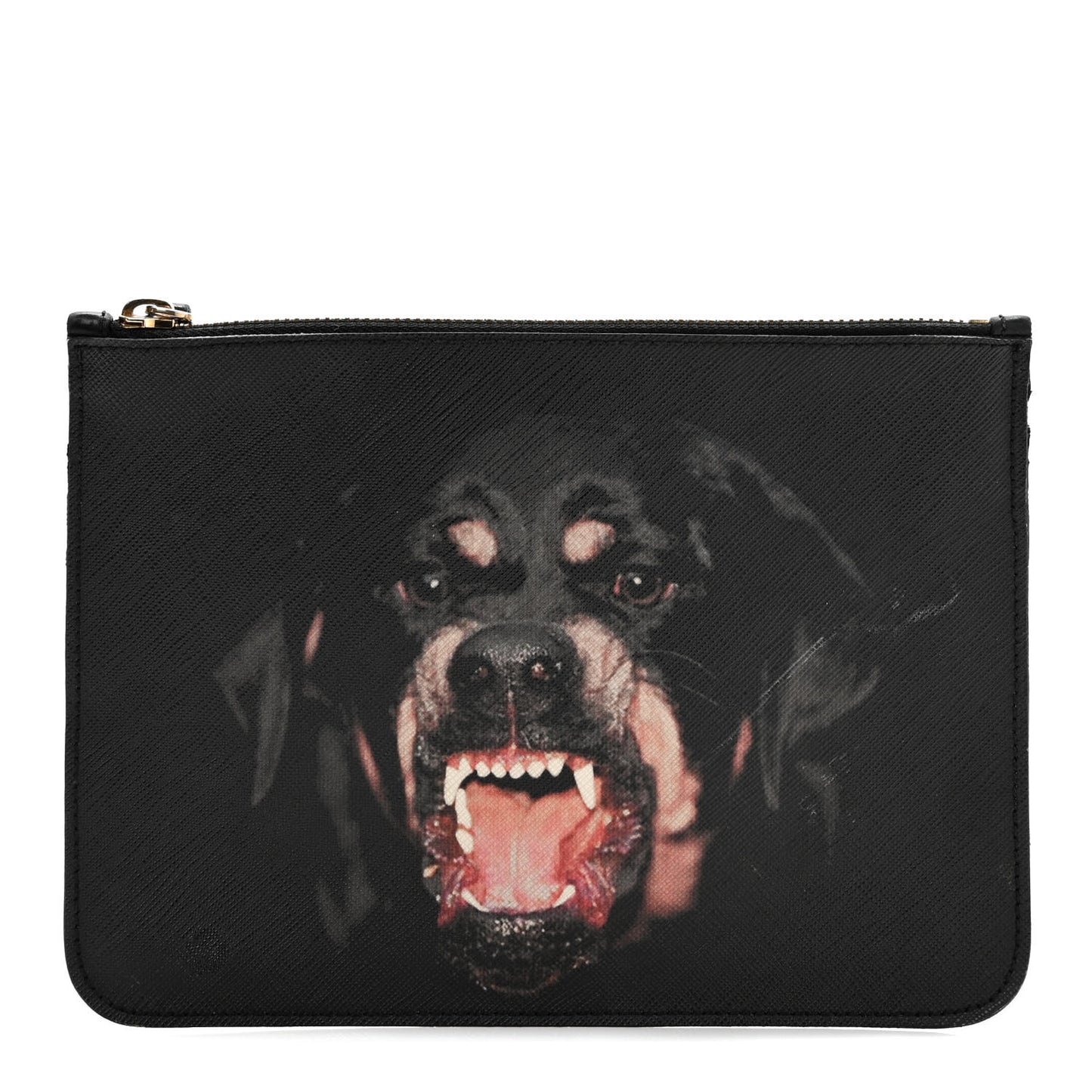 Textured Coated Canvas Rottweiler Print Small Cosmetic Pouch Black