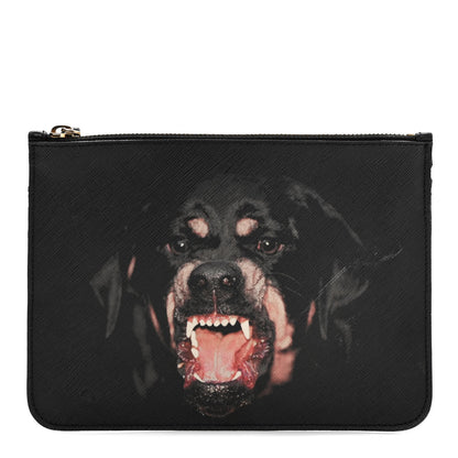Givenchy Textured Coated Canvas Rottweiler Print Small Cosmetic Pouch Black 1 of 8