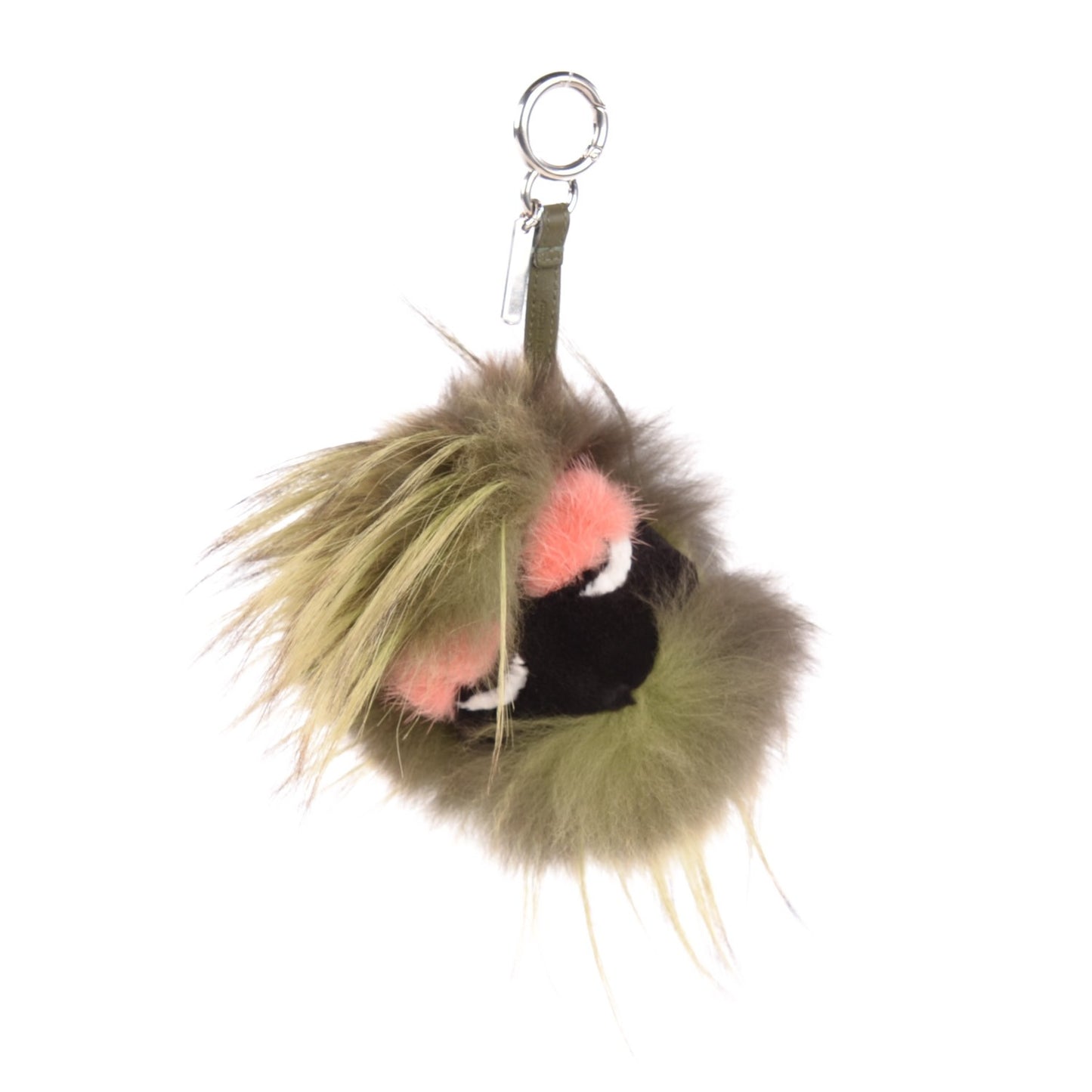 Fox Mink Rabbit Fur Vitello Flamingo Kooky Monster Bag Bug Charm Verde Multicolor Olive