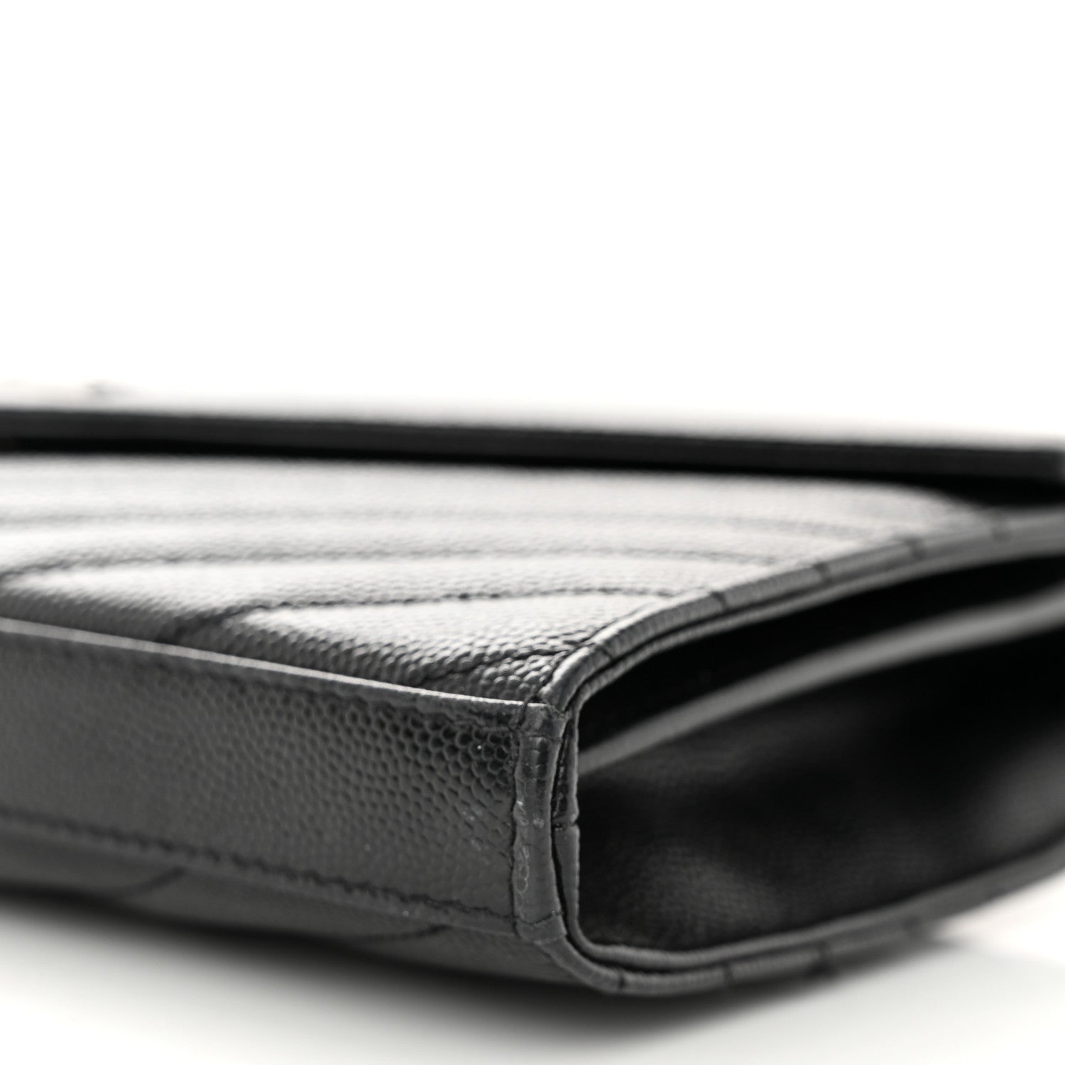 Saint Laurent Grain De Poudre Matelasse Chevron Monogram Chain Wallet Black 11 of 13