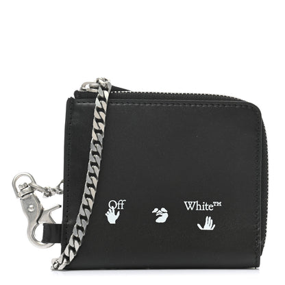 Off-White Calfskin Zip Chain Wallet Black 1 of 7