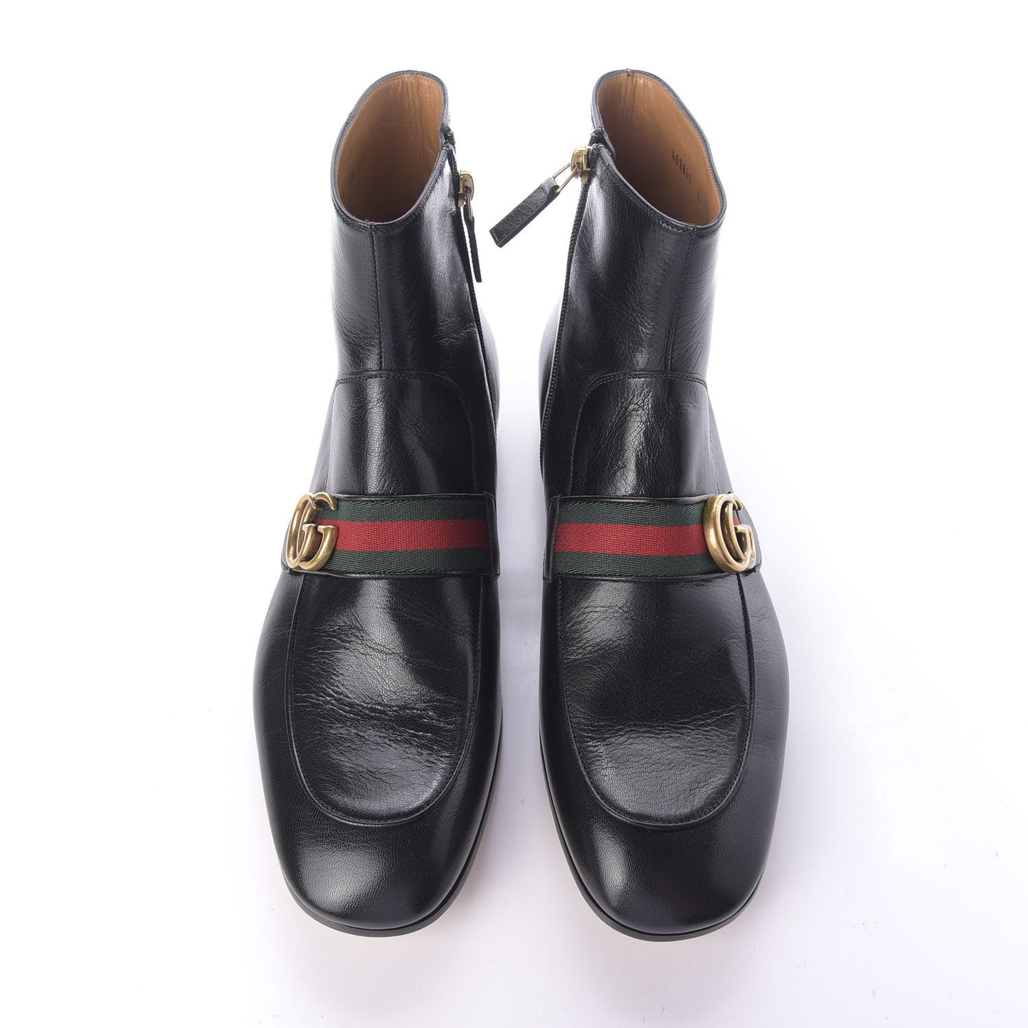 Goatskin Web Mens GG Ankle Boots 9.5 Black