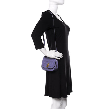 Mulberry Calfskin Crocodile Embossed Mini Amberley Flap Purple 2 of 11