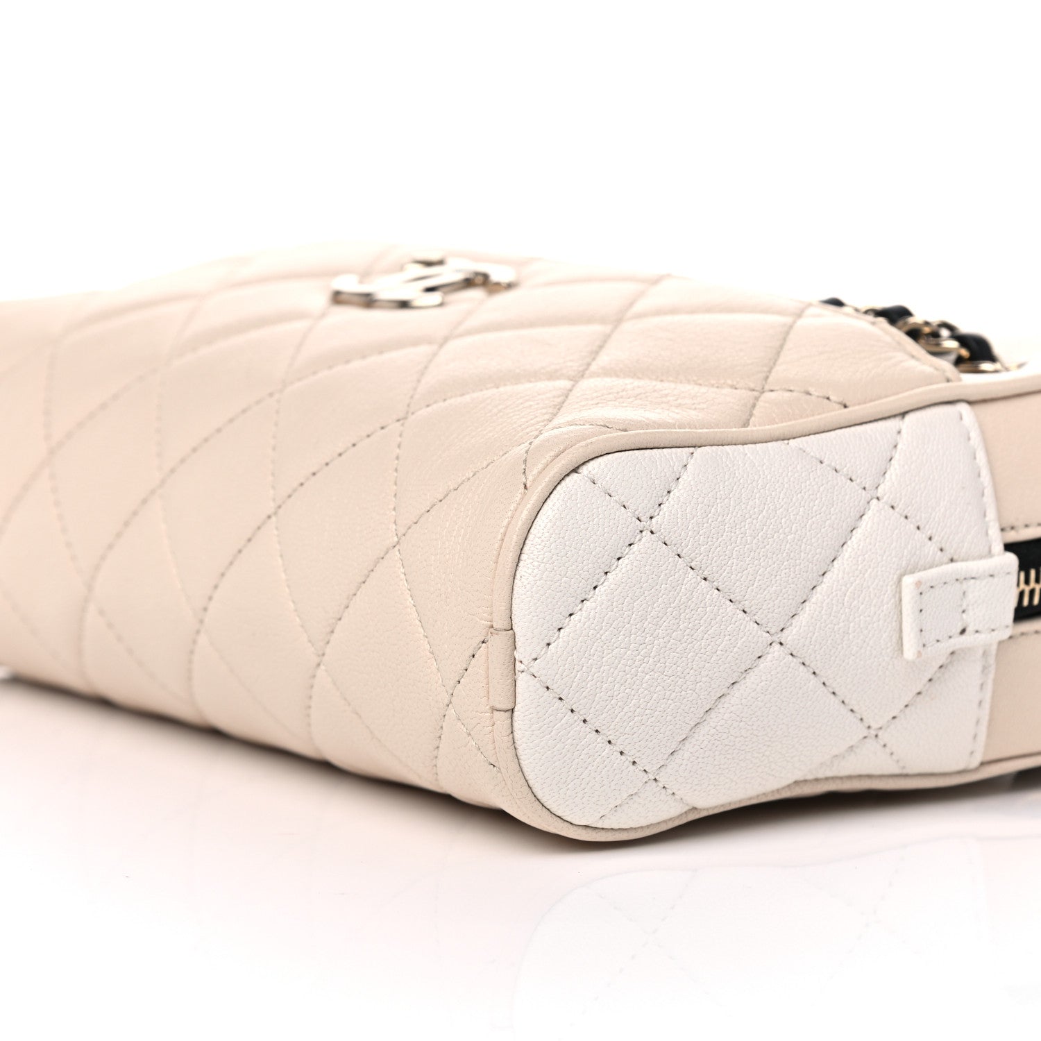Chanel Goatskin Quilted Camera Case Beige White Black 9 of 10
