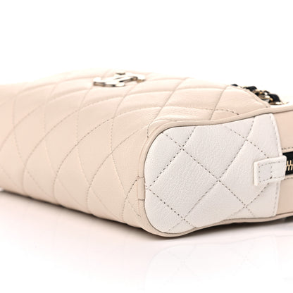 Chanel Goatskin Quilted Camera Case Beige White Black 9 of 10