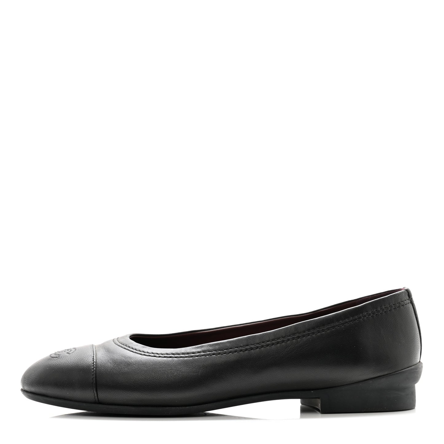 Lambskin Cap Toe CC Uniform Ballerina Flats 39 Black