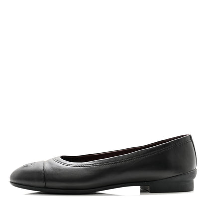 Chanel Lambskin Cap Toe CC Uniform Ballerina Flats 39 Black 1 of 11