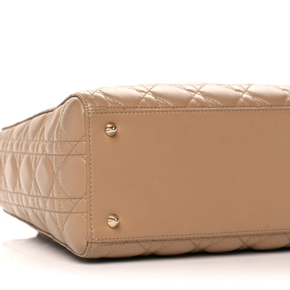 Christian Dior Lambskin Cannage Medium Lady Dior Beige 4 of 12