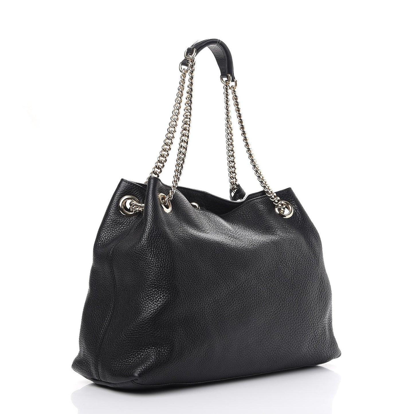 Pebbled Calfskin Medium Soho Chain Shoulder Bag Black