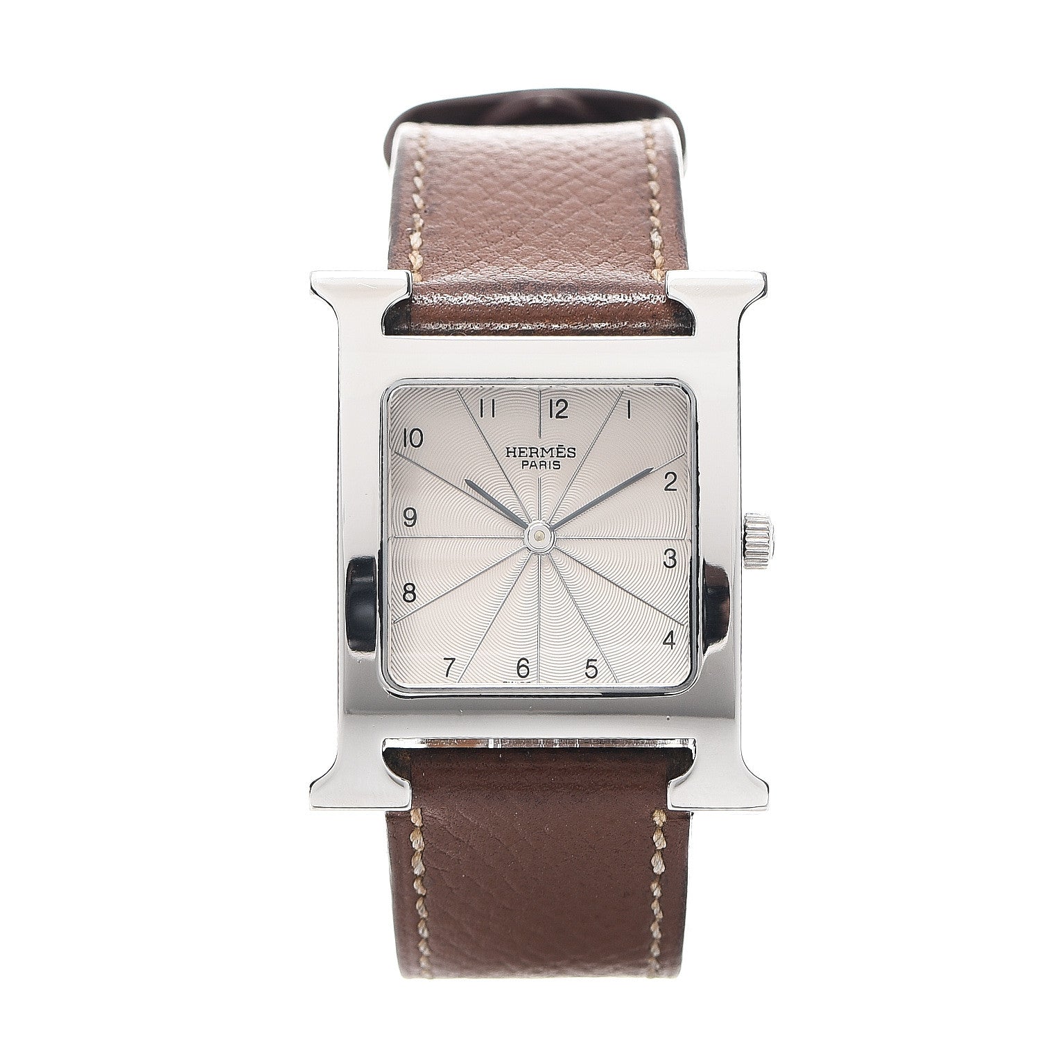 Hermes Stainless Steel Epsom 26mm Heure H Hour Quartz Watch Gold 1 of 5