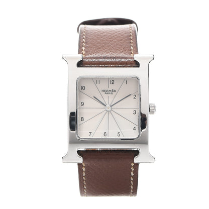 Hermes Stainless Steel Epsom 26mm Heure H Hour Quartz Watch Gold 1 of 5