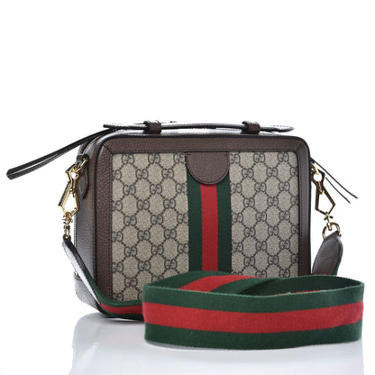 Gucci GG Supreme Monogram Web Small Ophidia Top Handle Shoulder Bag Brown 3 of 8