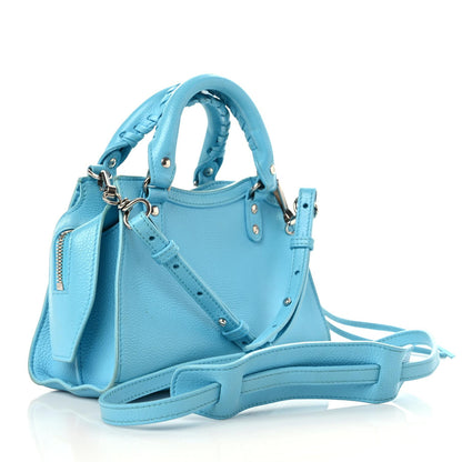 Balenciaga Grained Calfskin Neo Classic Silver Hardware Mini City Azur 3 of 22