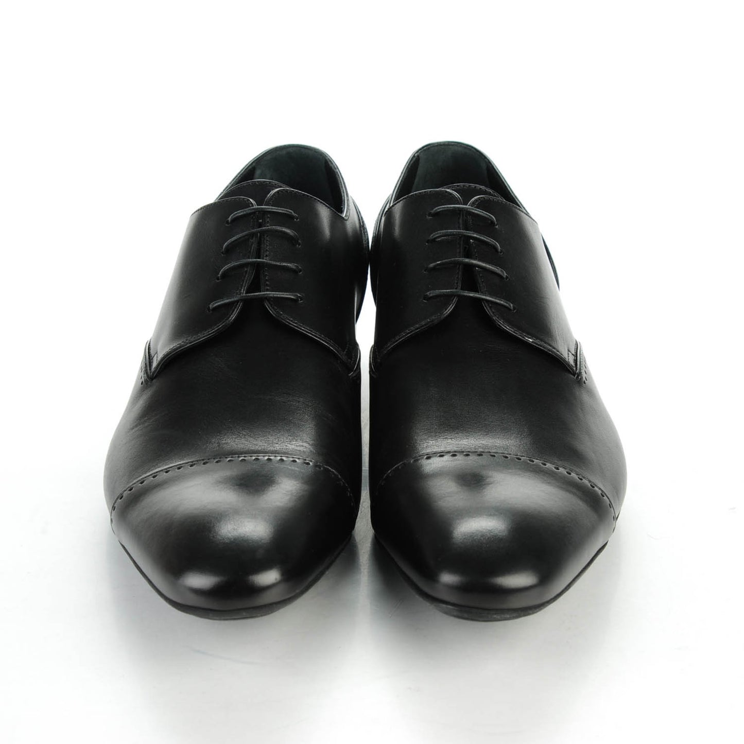 Calfskin Mens Captoe Derby Shoes 9 Black