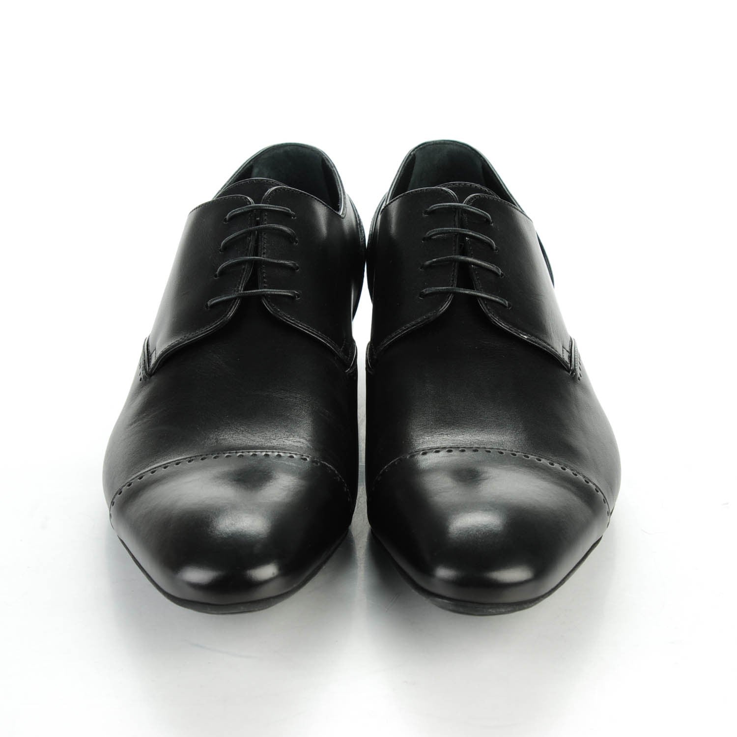 Louis Vuitton Calfskin Mens Captoe Derby Shoes 9 Black 2 of 7
