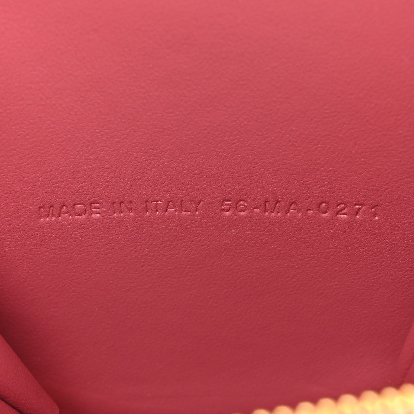 Calfskin Cannage Round Caro Pouch Pink Yarrow
