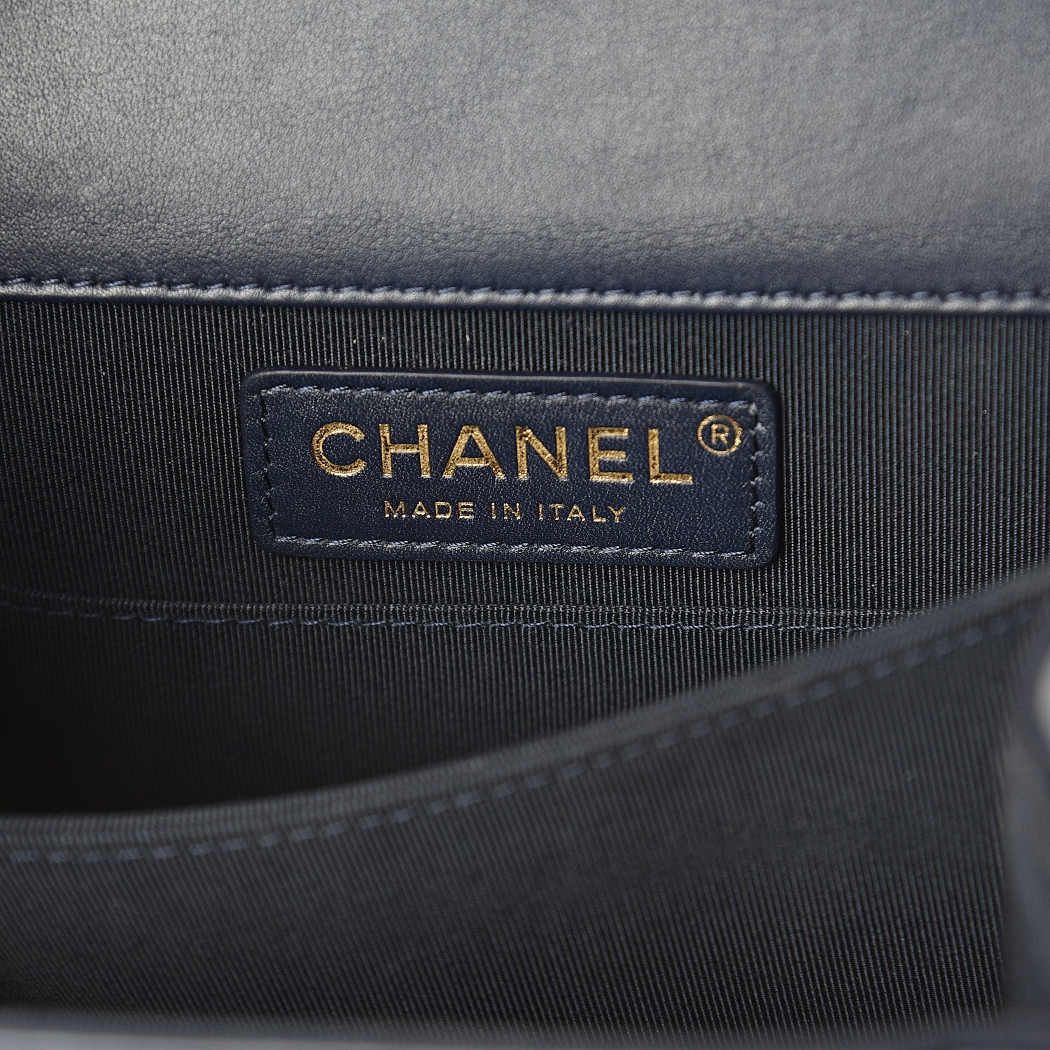 Chanel Metallic Lambskin Striped North South Boy Flap Navy Gold 5 of 8