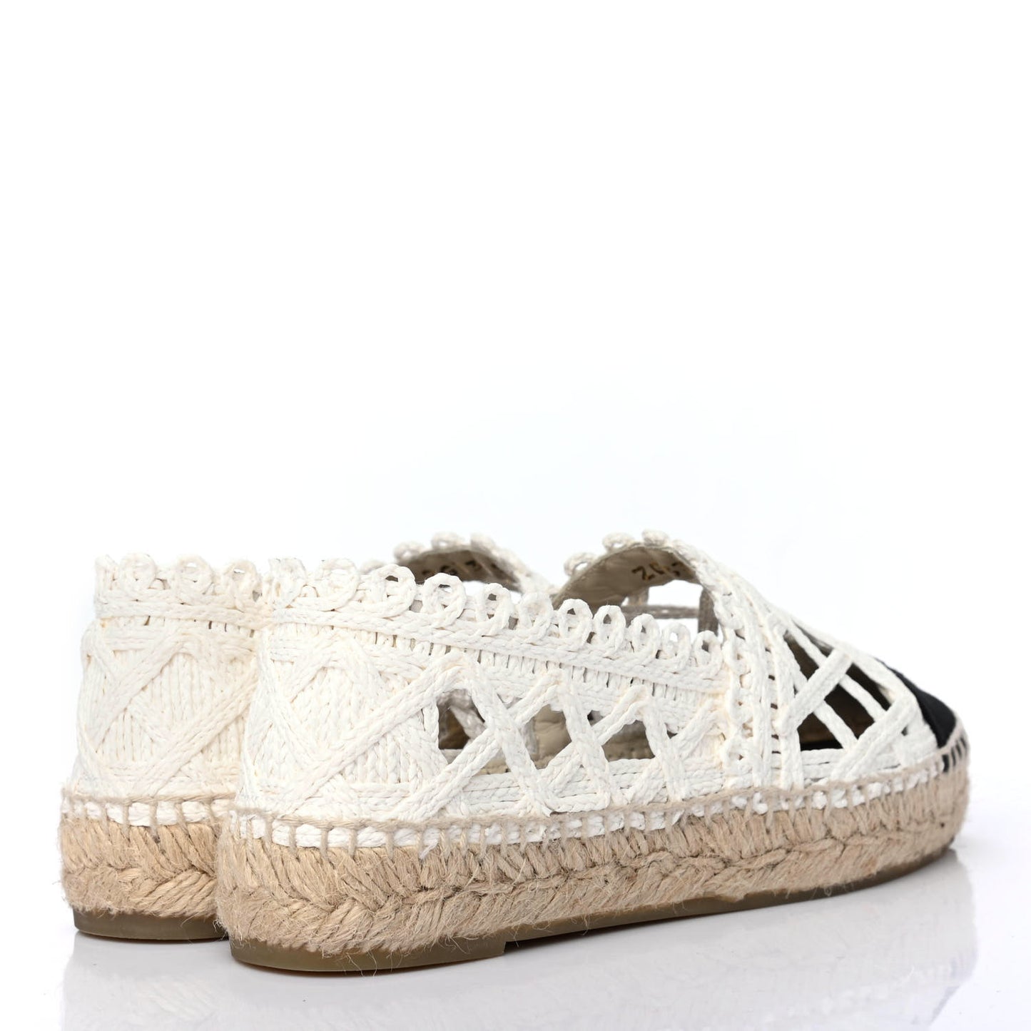 Woven Fabric Grosgrain CC Espadrilles 35 White Black