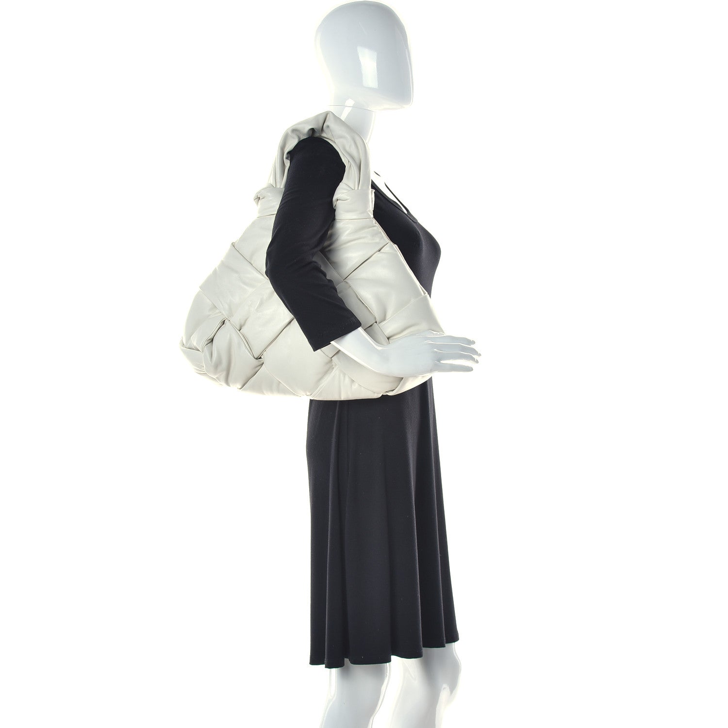 Bottega Veneta Lambskin Padded Lock Tote White 2 of 10