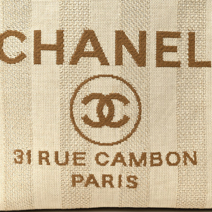 Chanel Mixed Fibers Calfskin Striped Small Deauville Tote Beige 8 of 10