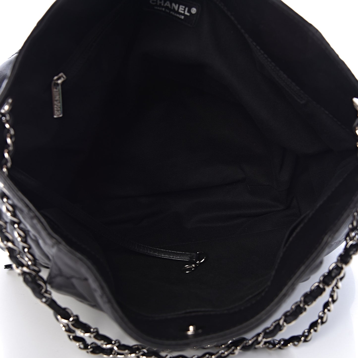 Calfskin Double Stitch Large Hamptons Shopping Tote Black