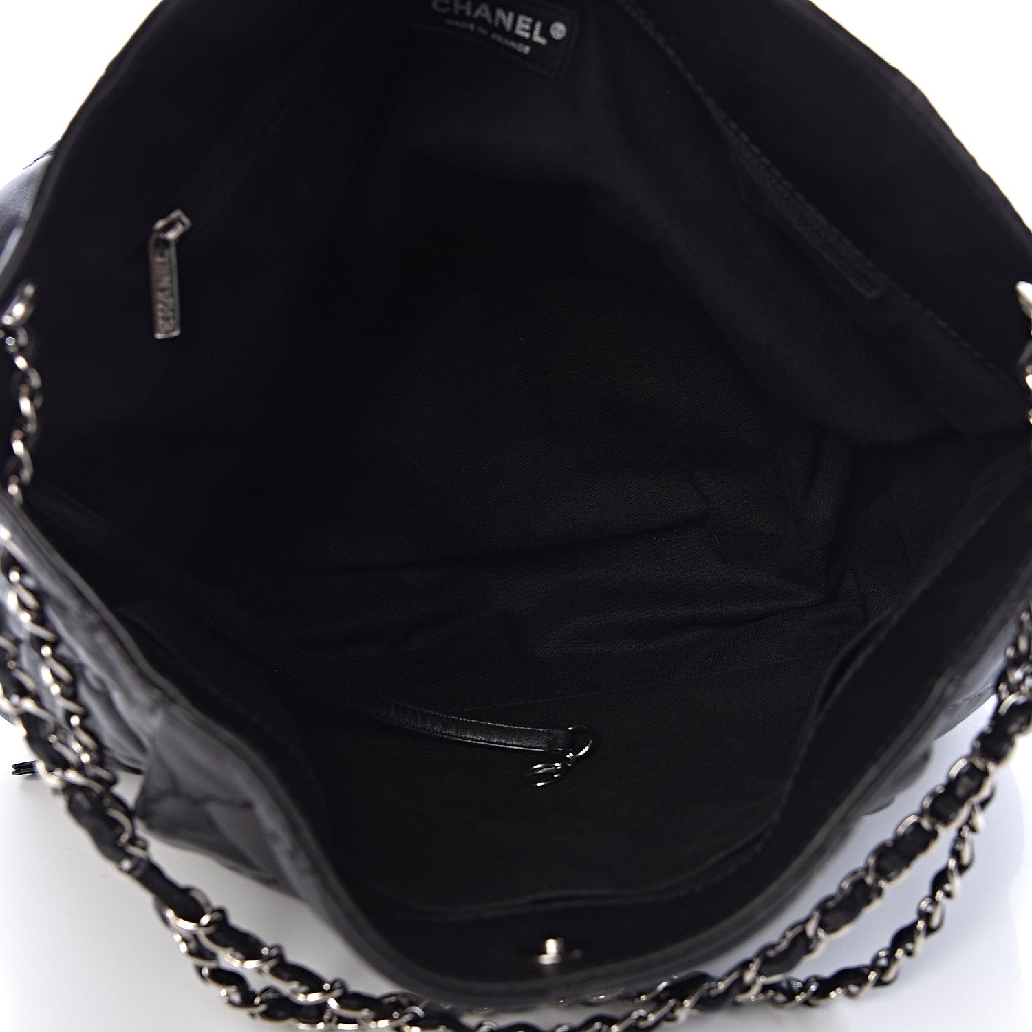 Chanel Calfskin Double Stitch Large Hamptons Shopping Tote Black 5 of 14