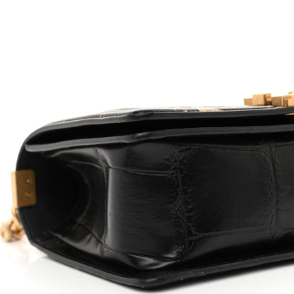 Chanel Calfskin Crocodile Embossed Graffiti Cocodile Medium Boy Flap Black 9 of 10