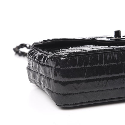 Chanel Patent Metallic Crumpled Calfskin Chevron Quilted Mini Rectangular Flap So Black 10 of 13
