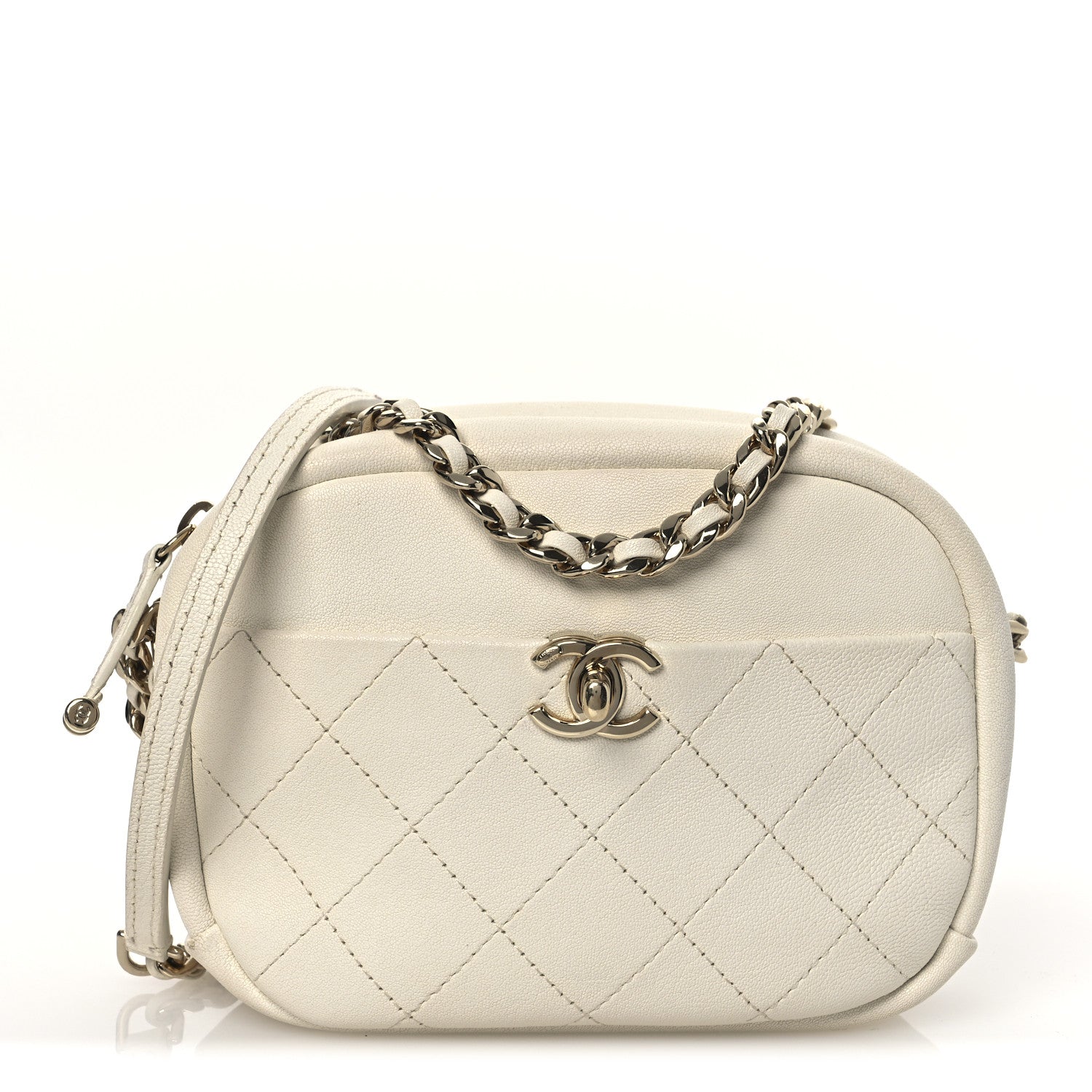 Chanel Goatskin Quilted Small Casual Trip Camera Case White 1 of 12