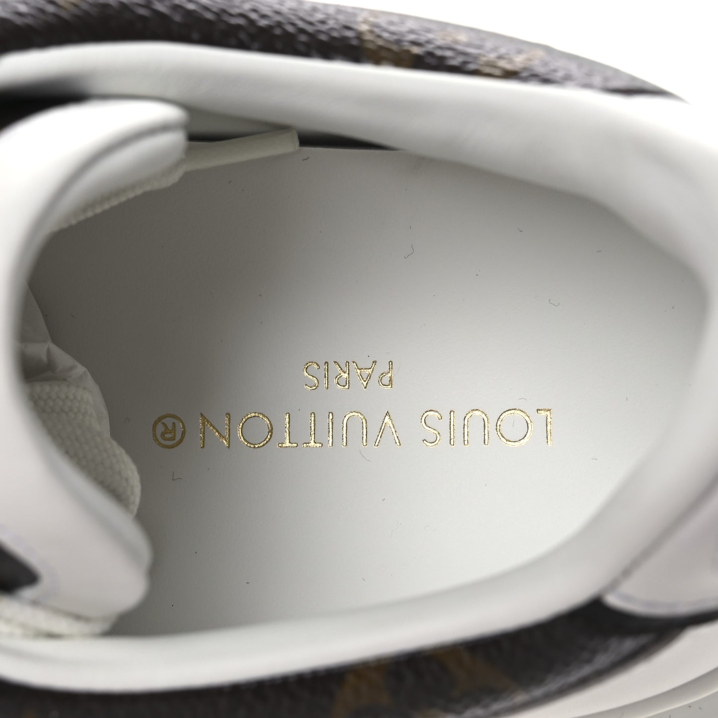 Lambskin Embossed Monogram Time Out Sneakers 39 White Brown