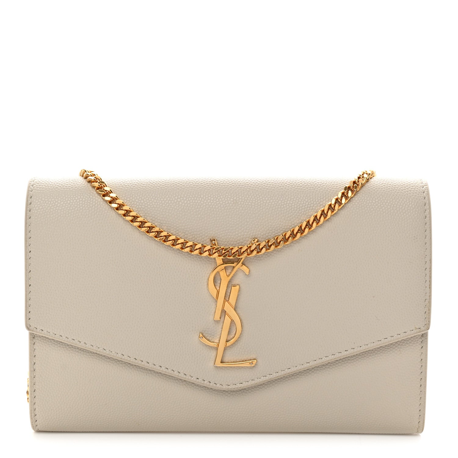 Saint Laurent Grain De Poudre Monogram Uptown Chain Wallet Crema Soft 1 of 12