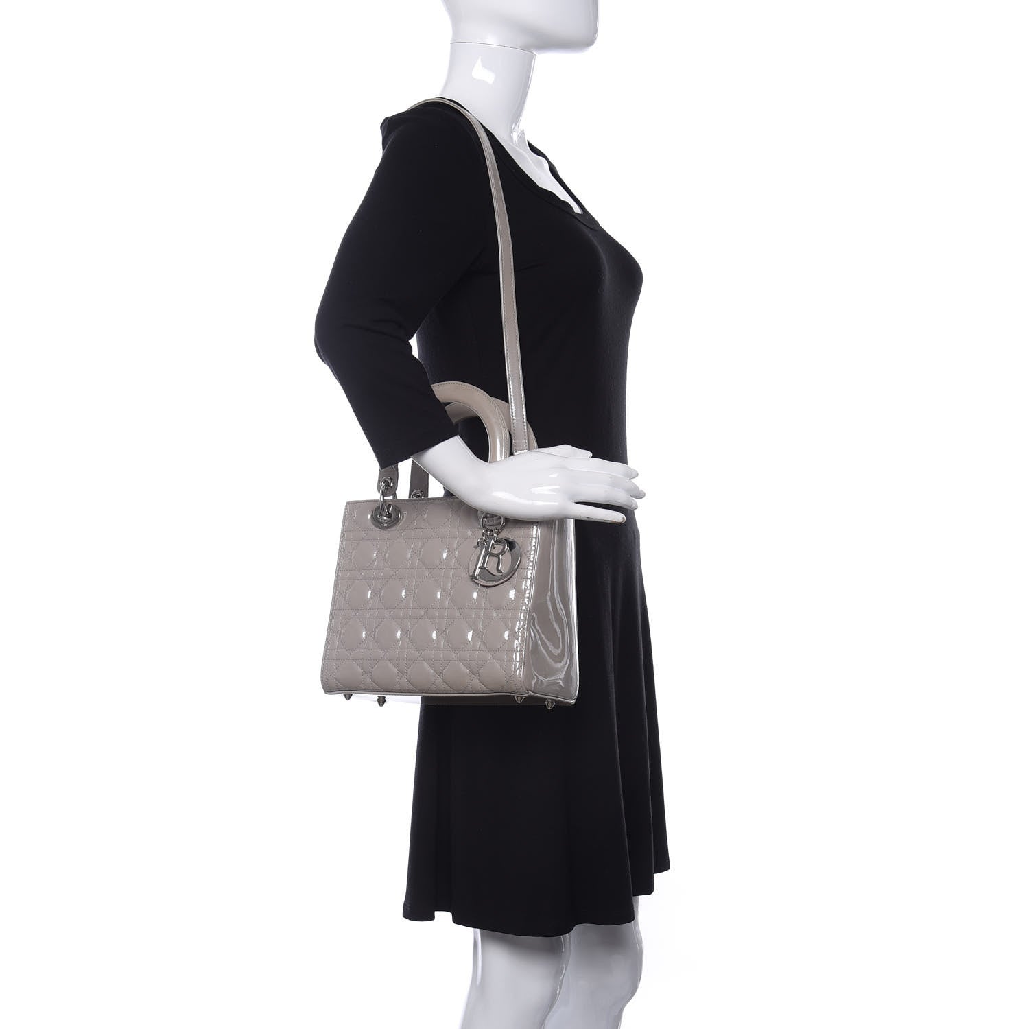 Christian Dior Patent Cannage Medium Lady Dior Grey 2 of 10