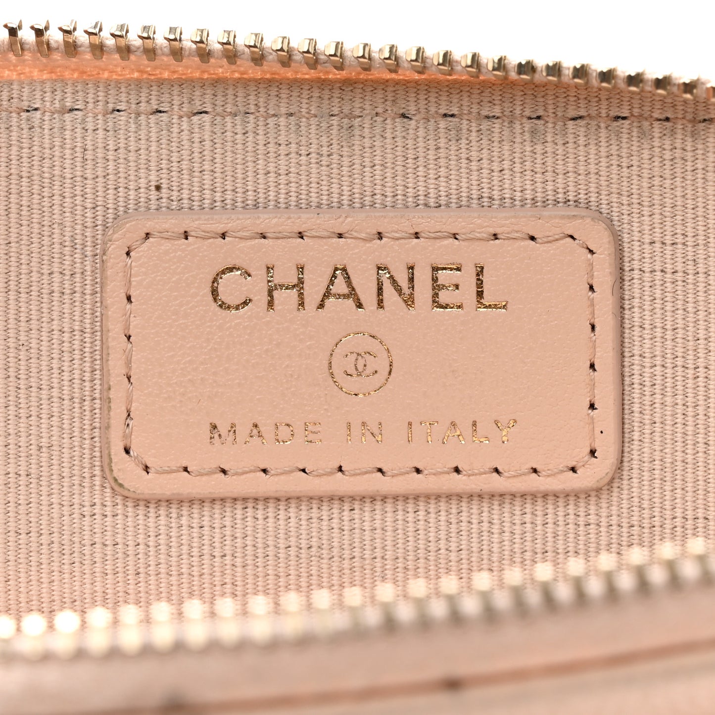 Caviar Quilted Zip Card Holder Wallet Light Beige