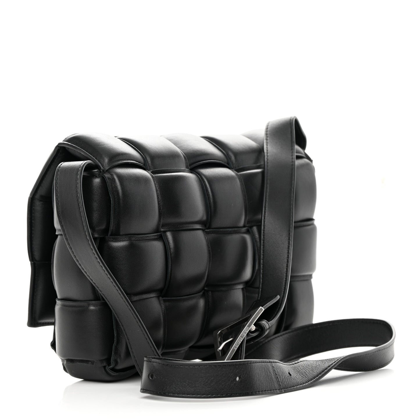 Nappa Maxi Intreccio Padded Cassette Crossbody Bag Black