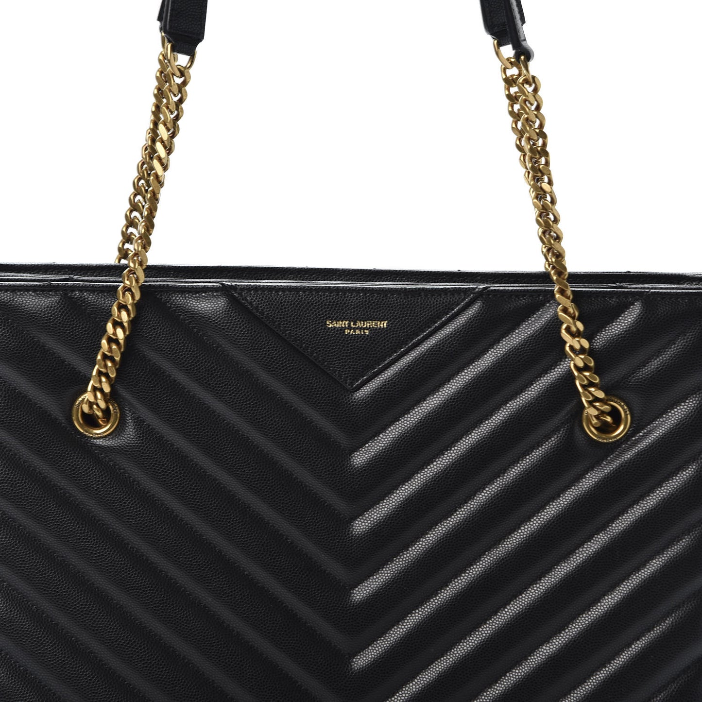 Grain De Poudre Matelasse Chevron Medium Tribeca Shopping Bag Black