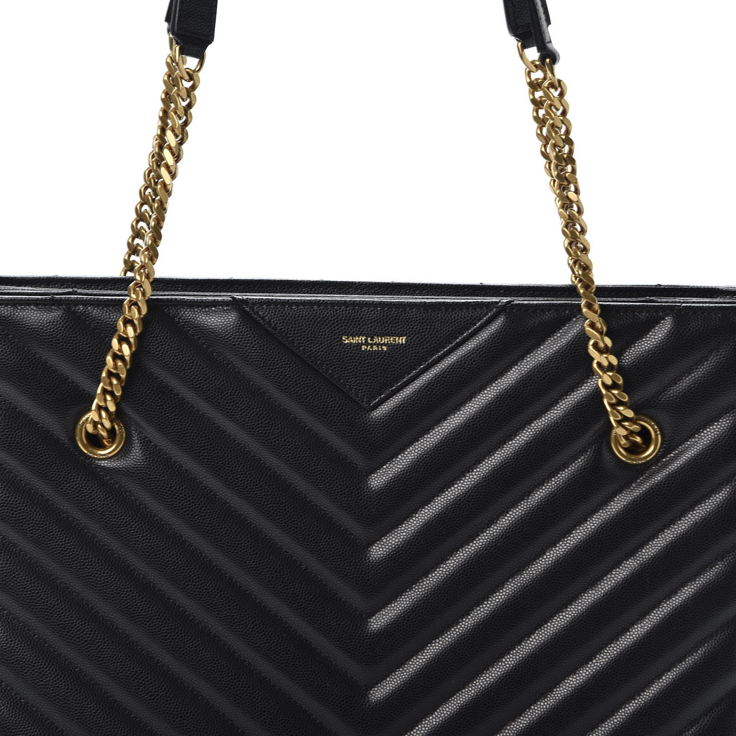 Saint Laurent Grain De Poudre Matelasse Chevron Medium Tribeca Shopping Bag Black 9 of 9