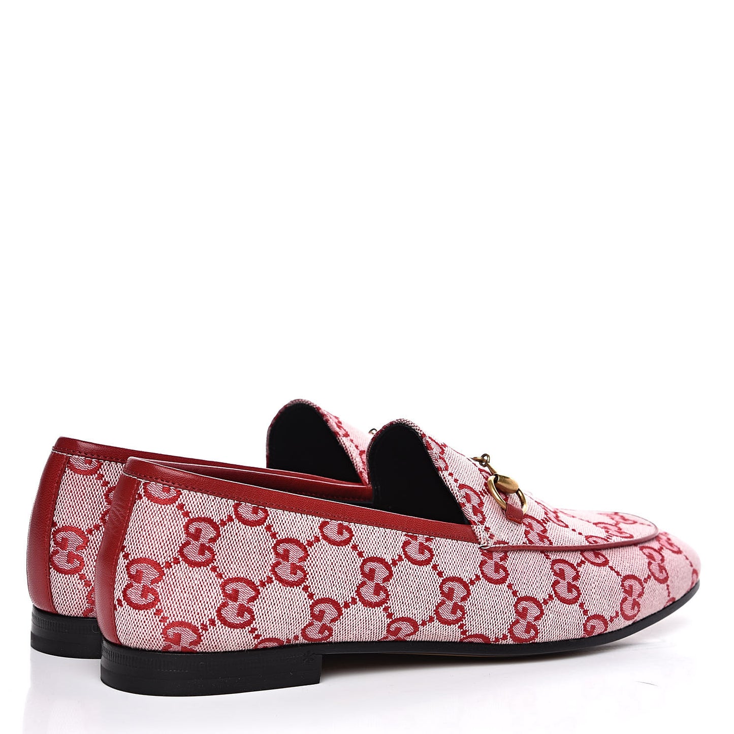 Canvas GG Monogram Horsebit Womens Jordaan Loafers 39 Gardenia Hibiscus Red