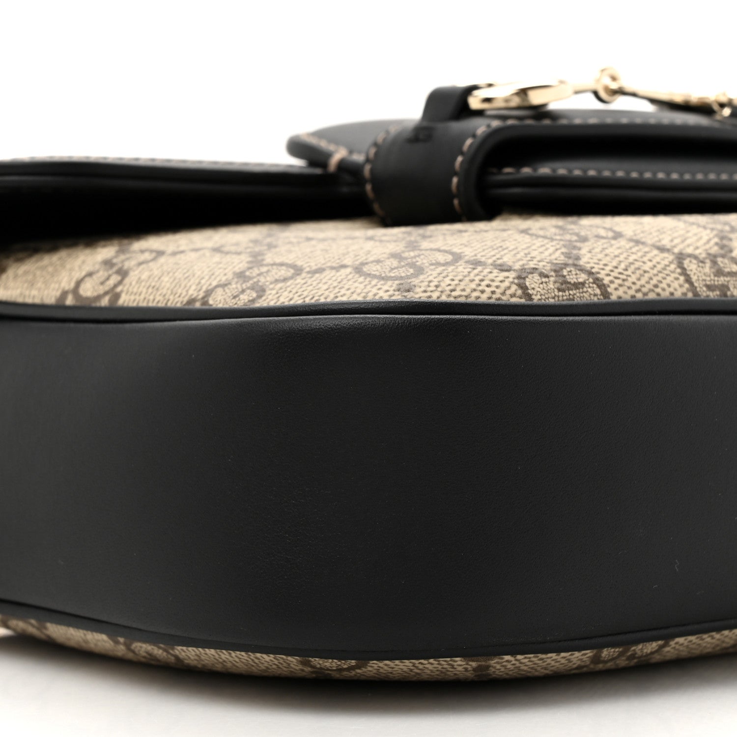 Gucci GG Supreme Monogram Horsebit 1955 Soft Small Shoulder Bag Beige Black 11 of 12