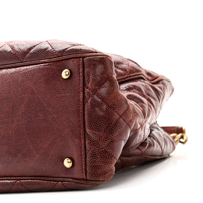 Chanel Glazed Caviar Quilted Small Shiva Tote Burgundy 10 of 10