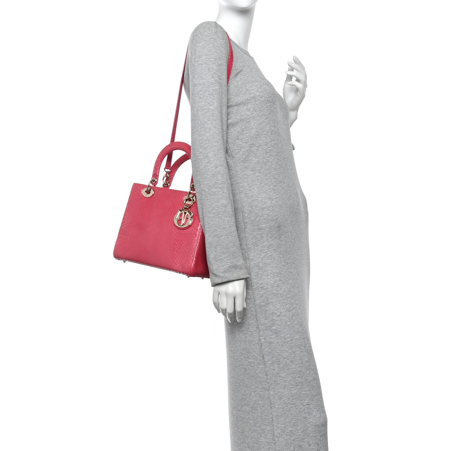 Snakeskin Medium Lady Dior Pink
