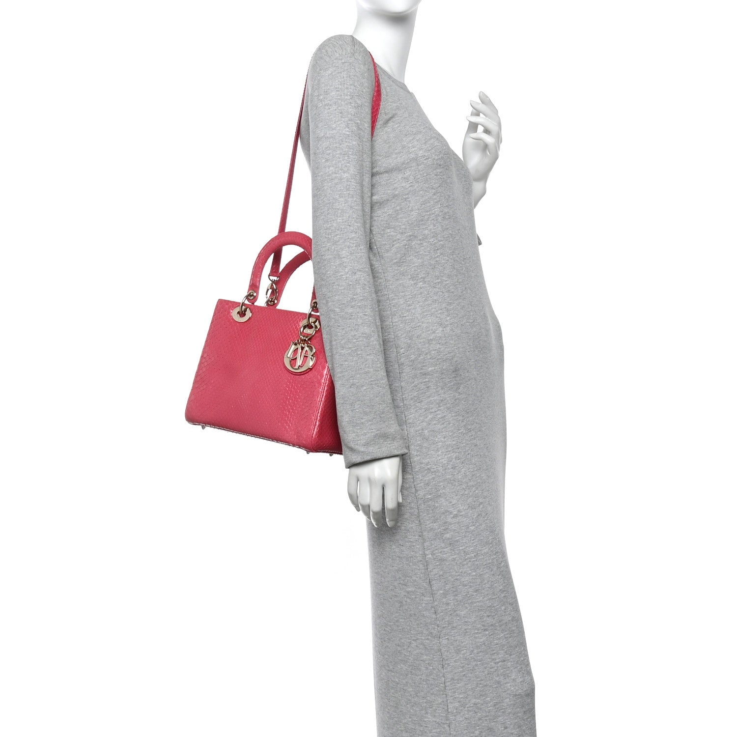 Christian Dior Snakeskin Medium Lady Dior Pink 2 of 11