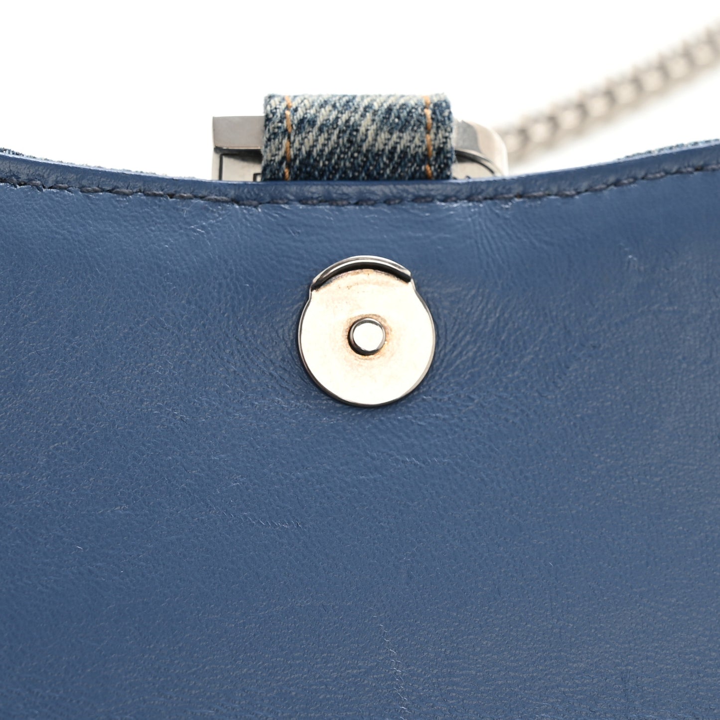 Denim BB Monogram Hourglass Chain Bag Blue