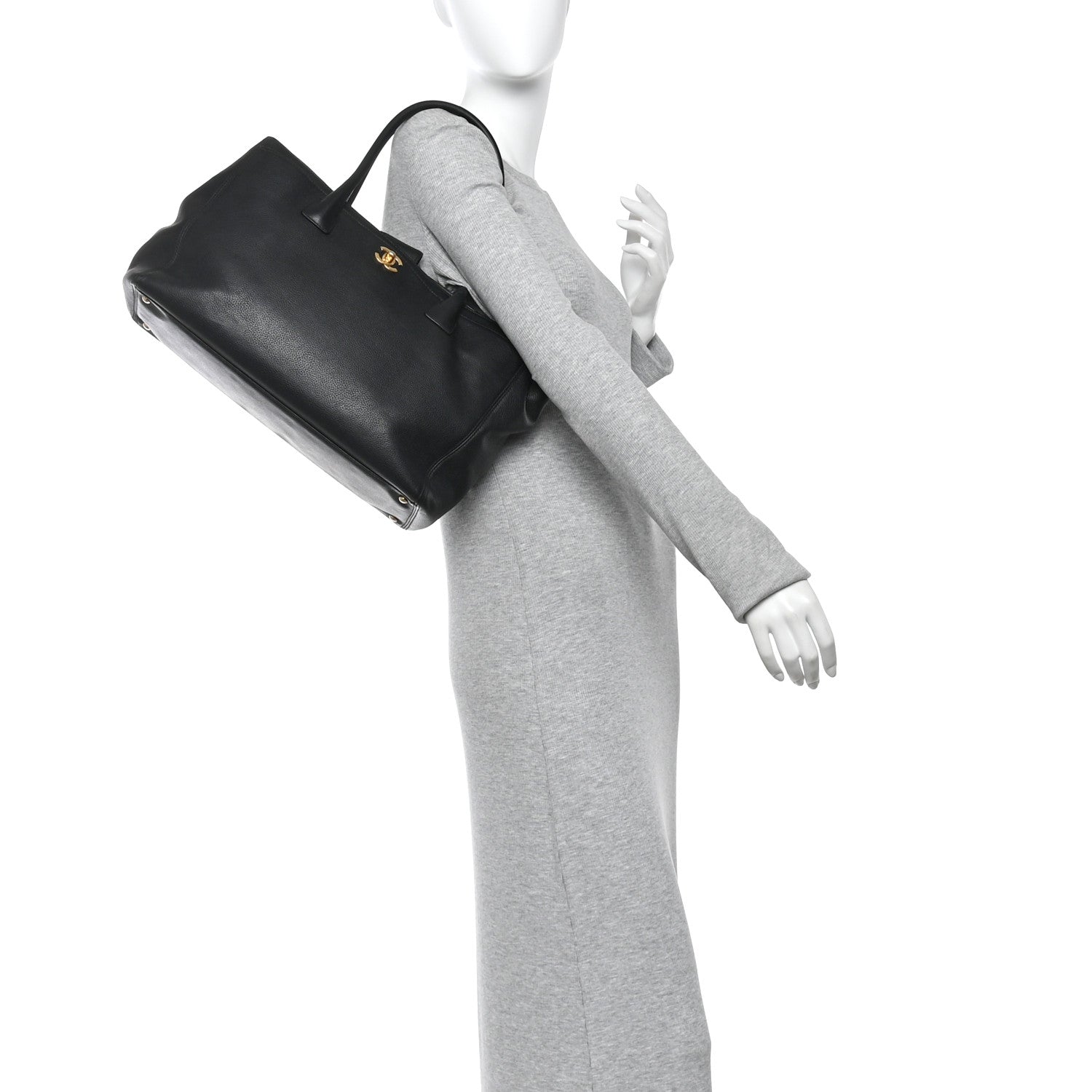 Chanel Calfskin Cerf Executive Shopper Tote Black 2 of 10