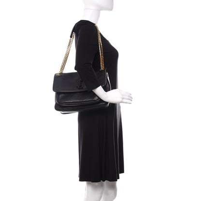 Saint Laurent Lambskin Matelasse Monogram Medium Niki Chain Satchel Black 2 of 9