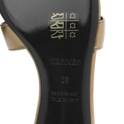 Hermes Metallic Madame Calfskin Oasis Sandals 38 Bronze 7 of 12