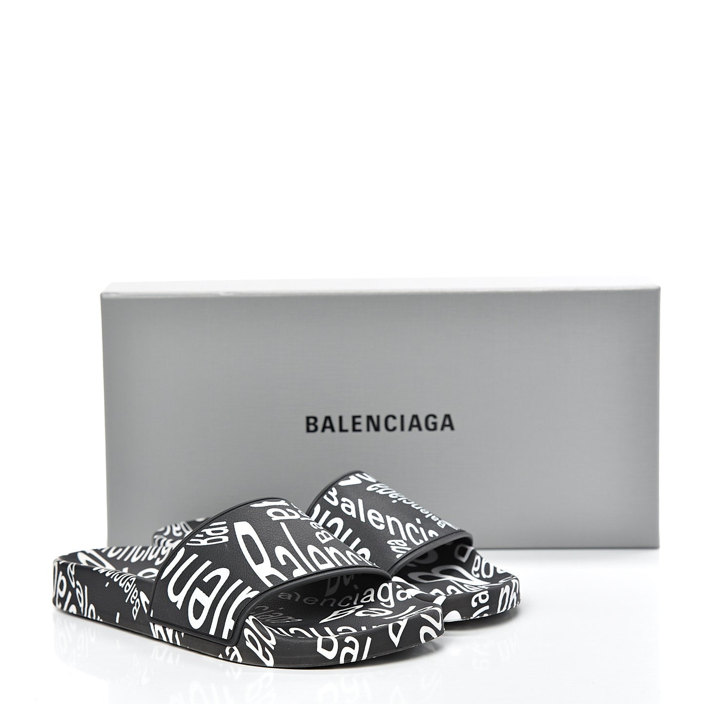 Rubber Wave Printed Womens Logo Pool Slide Sandals 36 Black