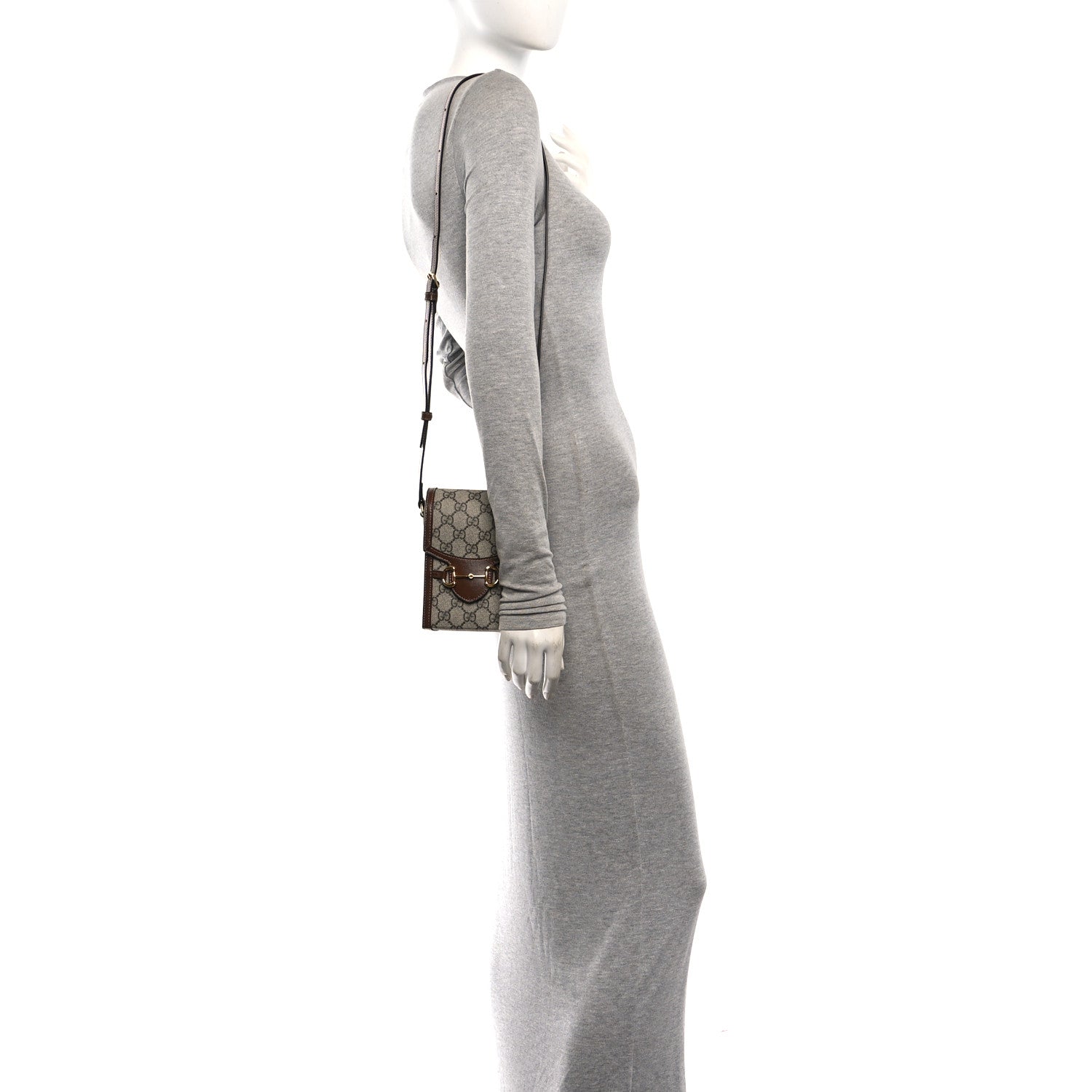 Gucci GG Supreme Monogram Mini Horsebit 1955 Crossbody Bag Beige Brown Sugar 2 of 11