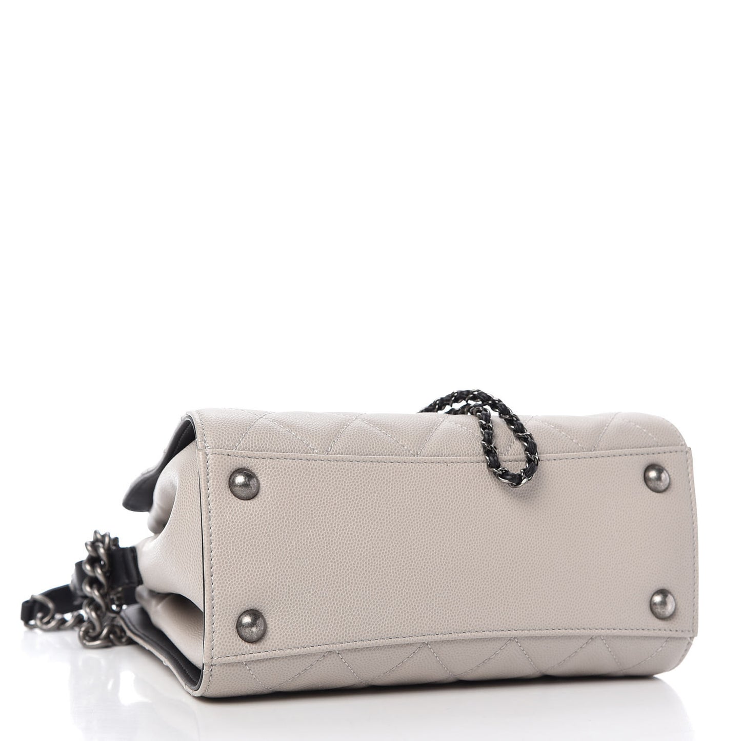 Caviar Quilted Small CC Bucket Bag Grey